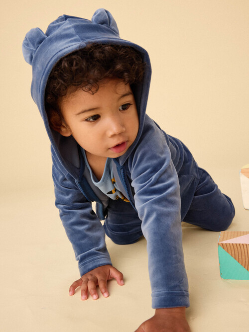 Bear Ears Velour Baby Hoodie
