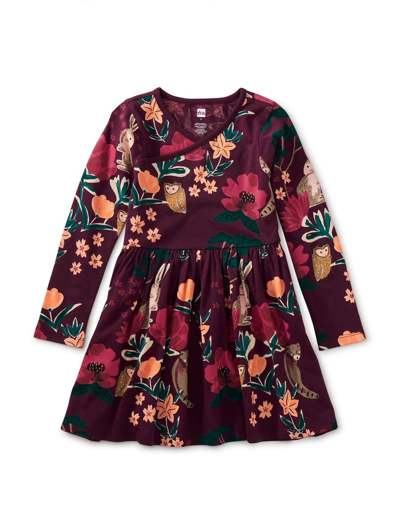 Long Sleeve Wrap Neck Dress