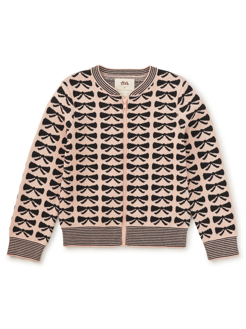 Zip Up Bow Cardigan