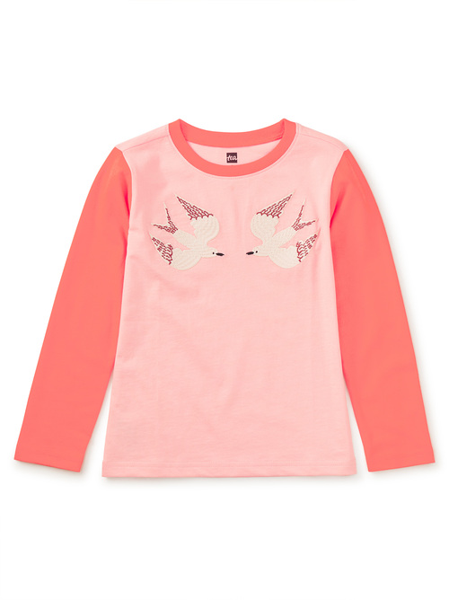 Embroidered Magpies Blocked Tee