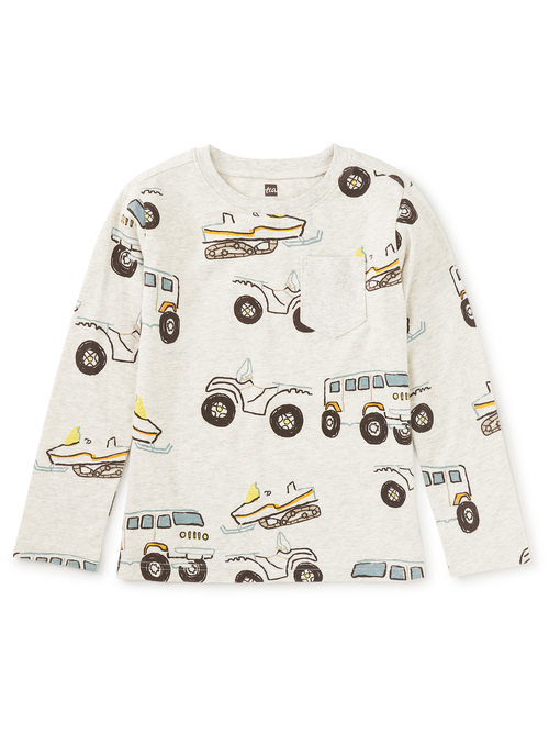  Long Sleeve Printed Pocket Tee