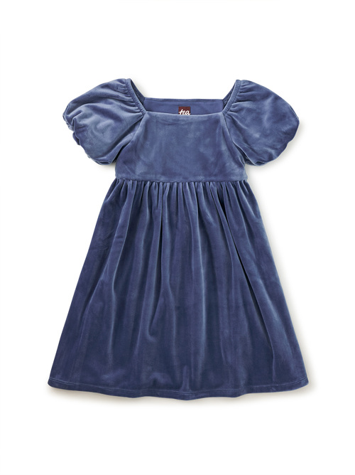 Puff Shoulder Velour Dress