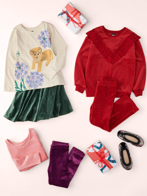 GIRL & Pineneedle & Velour Twirl Skirt & KNIT SKIRT & Tea Collection