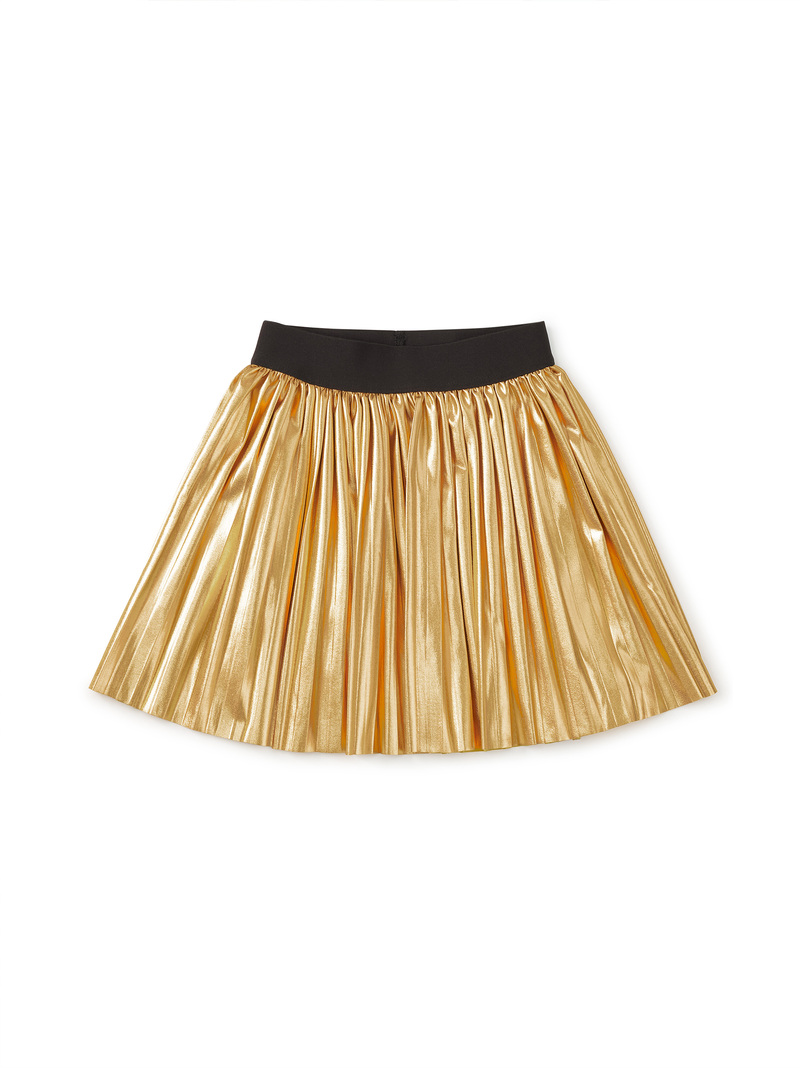 Pleated Metallic Twirl Skirt