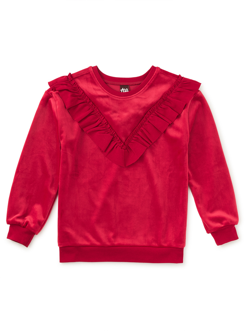 Velour Ruffle Tunic Top