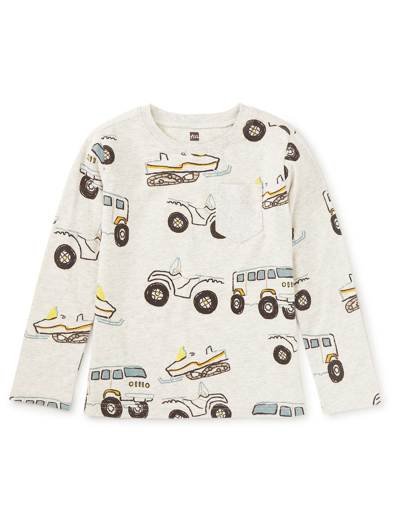 Long Sleeve Printed Pocket Tee