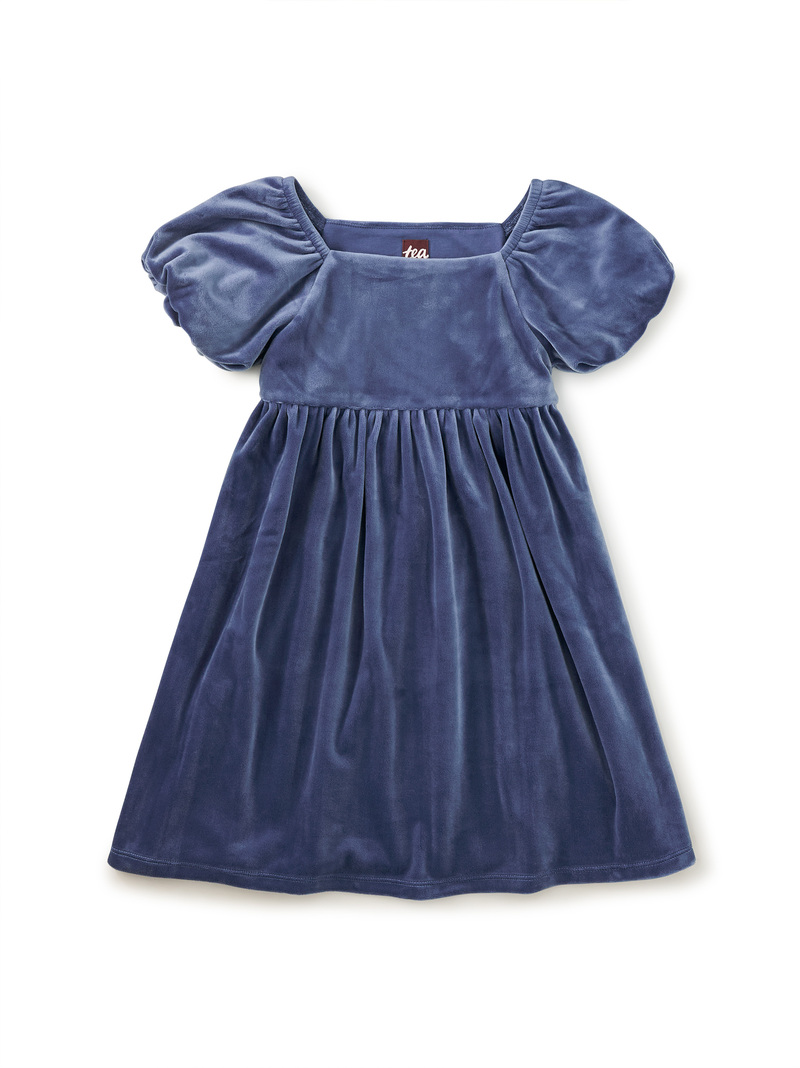 Puff Shoulder Velour Dress