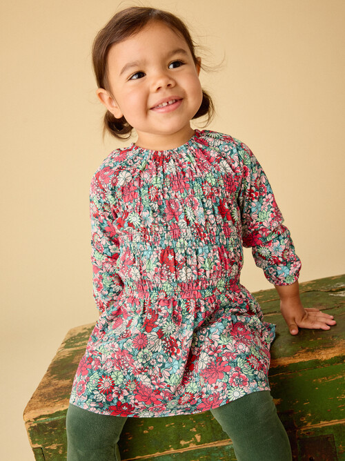 Smocked Blouson Dress