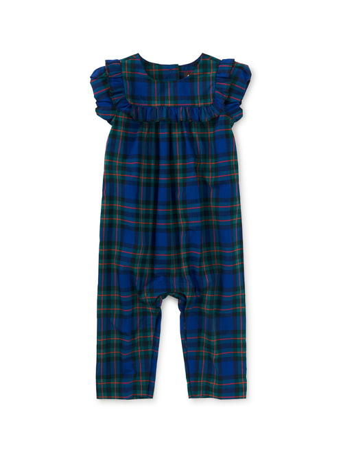 LITTLE GIRL Busan Holiday Plaid Plaid Ruffle Baby Romper