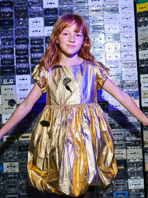 Metallic Balloon Skirted Dress