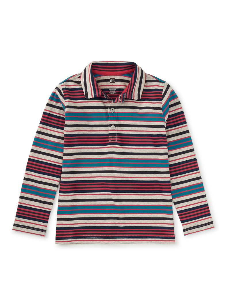 Long Sleeve Striped Polo