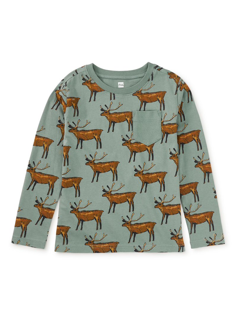 Long Sleeve Printed Pocket Tee