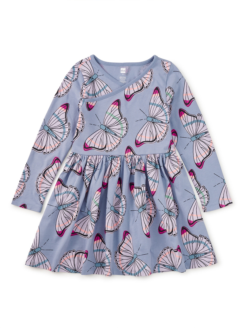 Long Sleeve Wrap Neck Dress