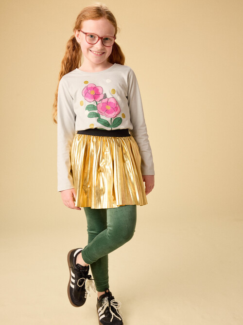 Pleated Metallic Twirl Skirt