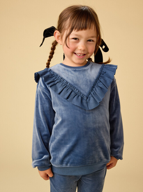 Velour Ruffle Tunic Top