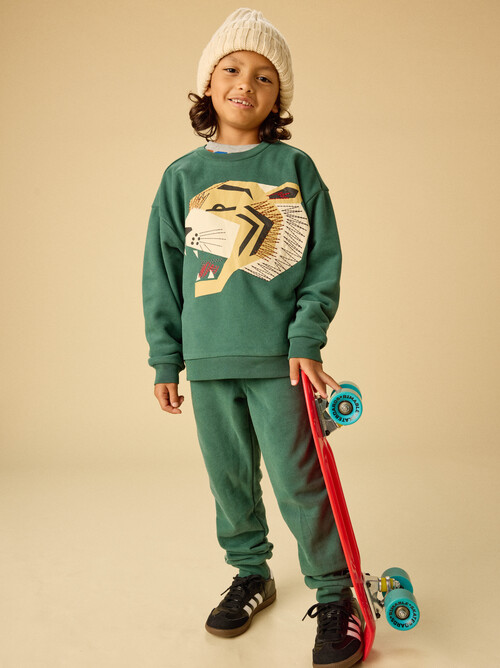 Embroidered Tiger Popover & Joggers Set