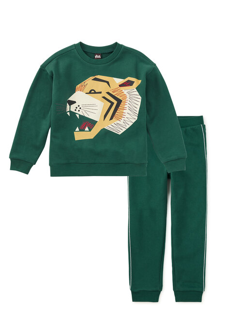 Embroidered Tiger Popover & Joggers Set