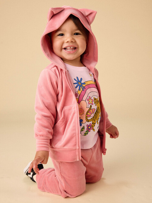 Cat Ears Velour Hoodie & Joggers Set