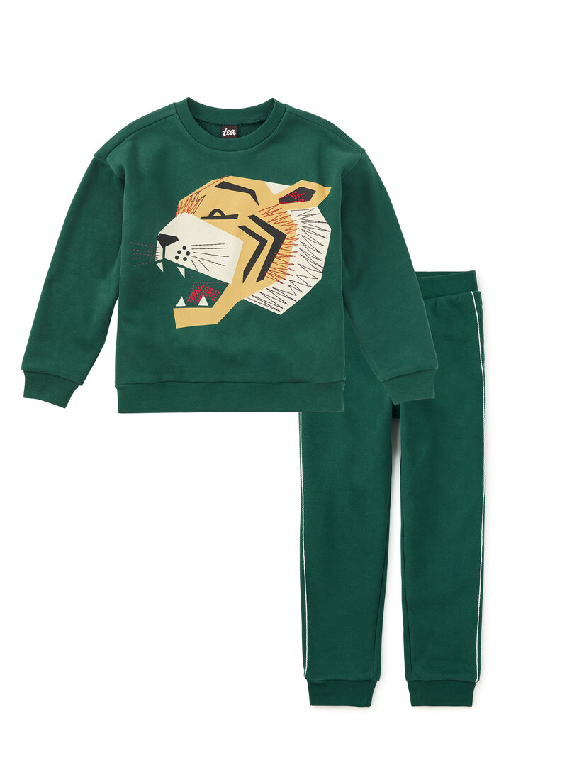 Embroidered Tiger Popover & Joggers Set
