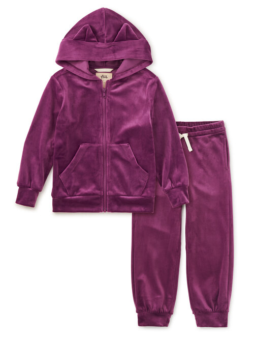 Cat Ears Velour Hoodie & Joggers Set