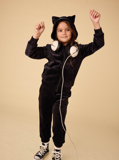Cat Ears Velour Hoodie & Joggers Set