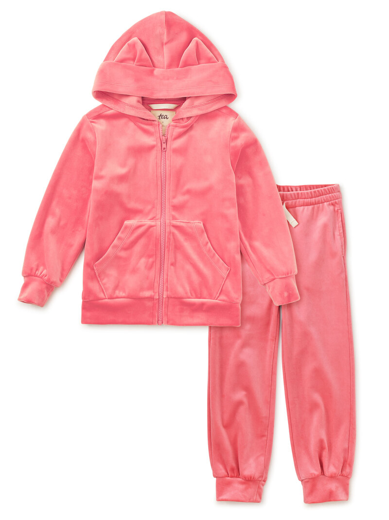 Cat Ears Velour Hoodie & Joggers Set