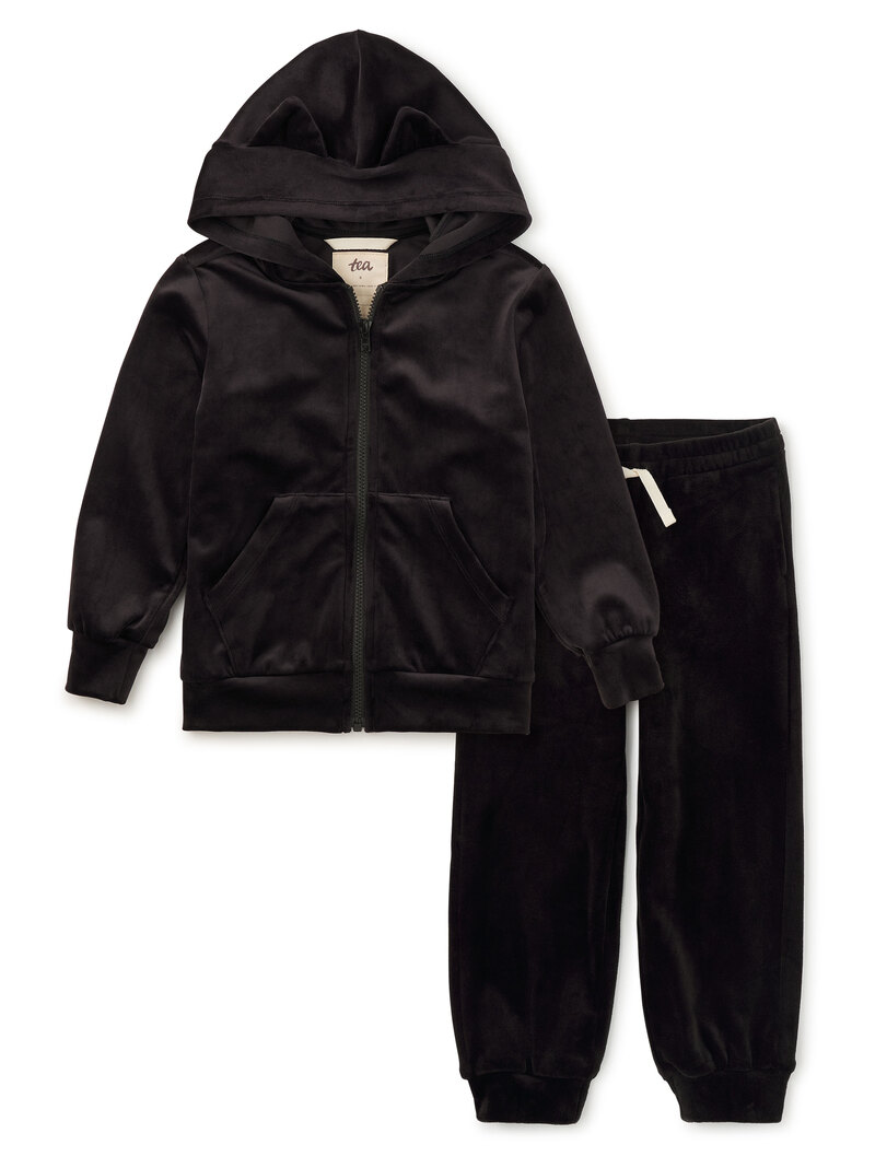 Cat Ears Velour Hoodie & Joggers Set