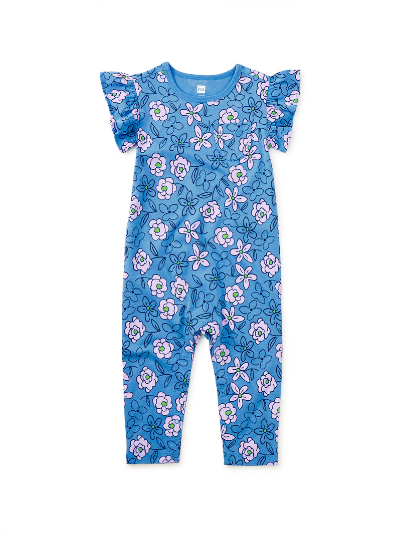 Ruffle Sleeve Pocket Romper