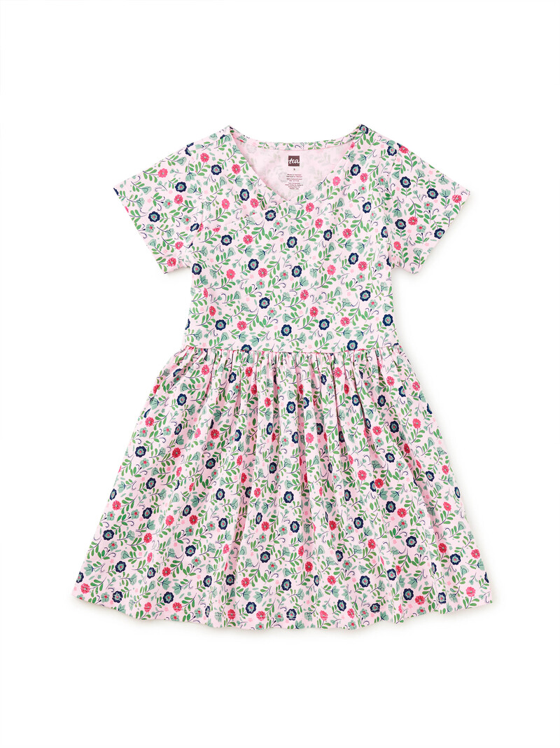 Short Sleeve Wrap Neck Dress