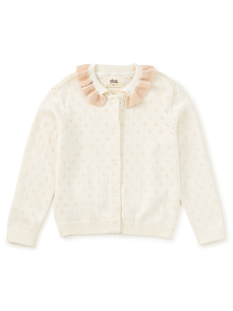 Collared Pointelle Cardigan