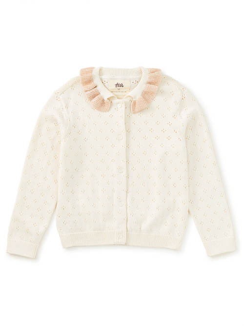  Collared Pointelle Cardigan