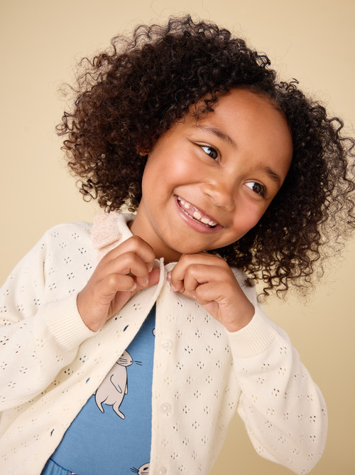 Collared Pointelle Cardigan