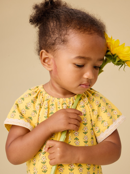 Printed Crochet Trim Baby Set