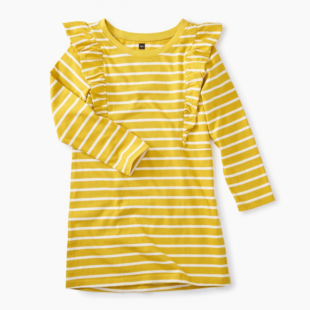 Striped Ruffle Shoulder Dress