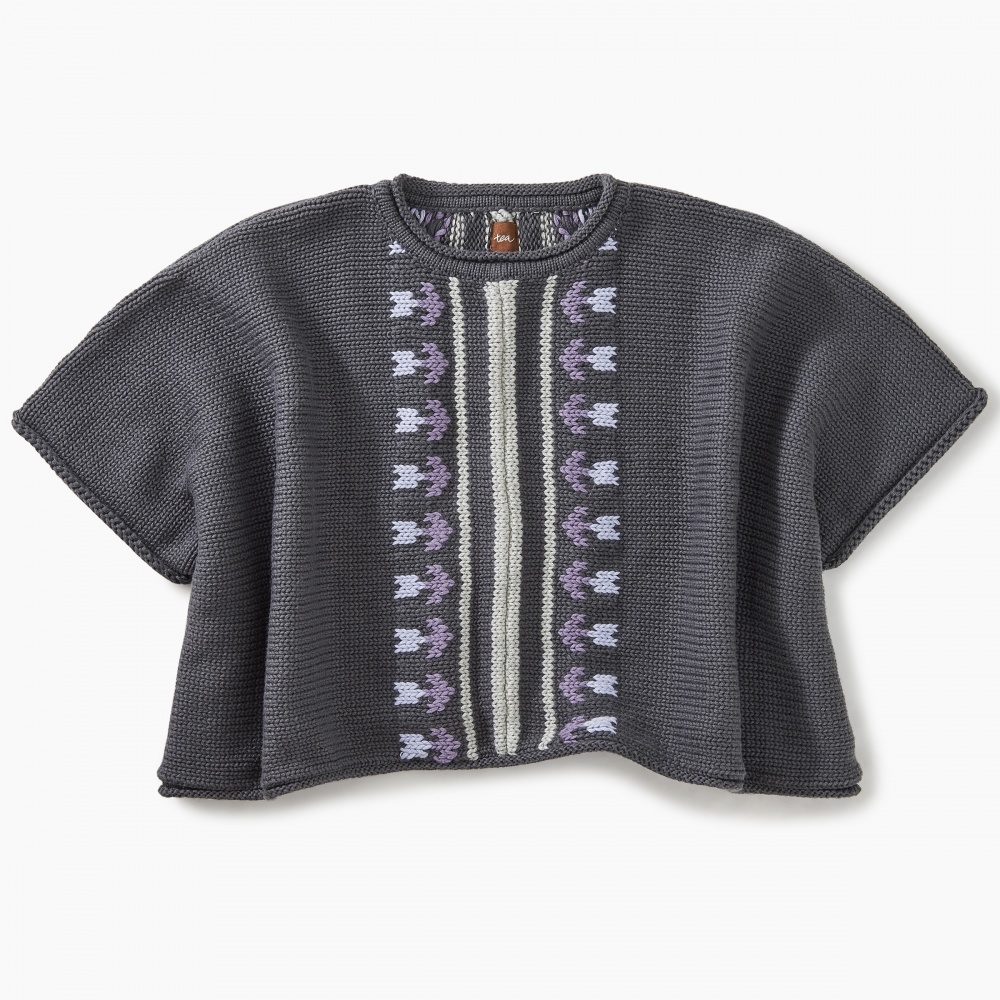 Floral Stripe Sweater Poncho