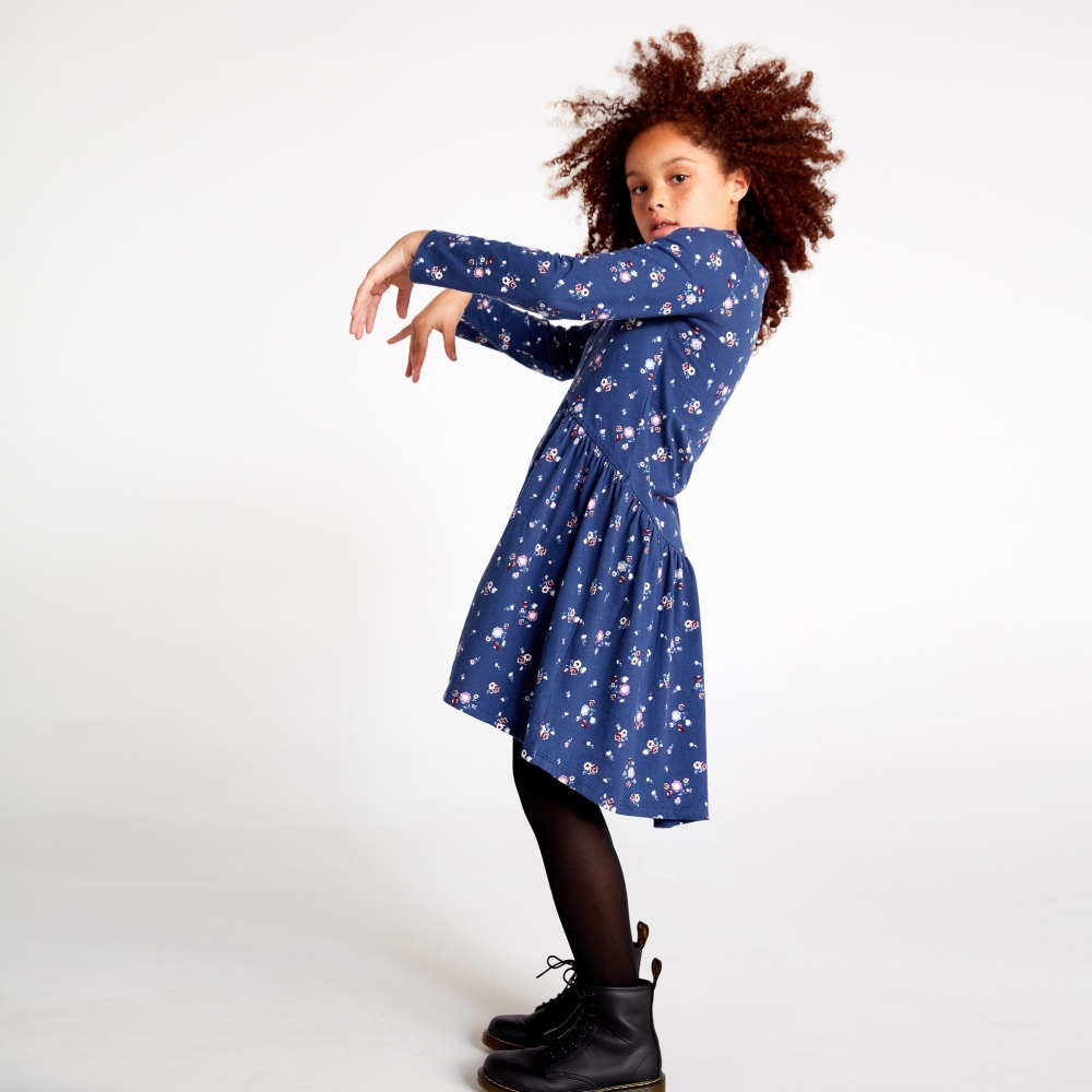 Patterned Hi-Lo Paneled Dress