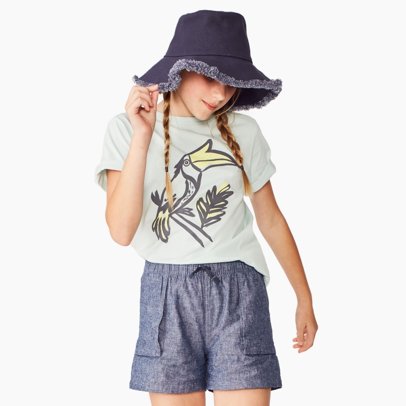 Ditsy Chambray Pull-On Shorts