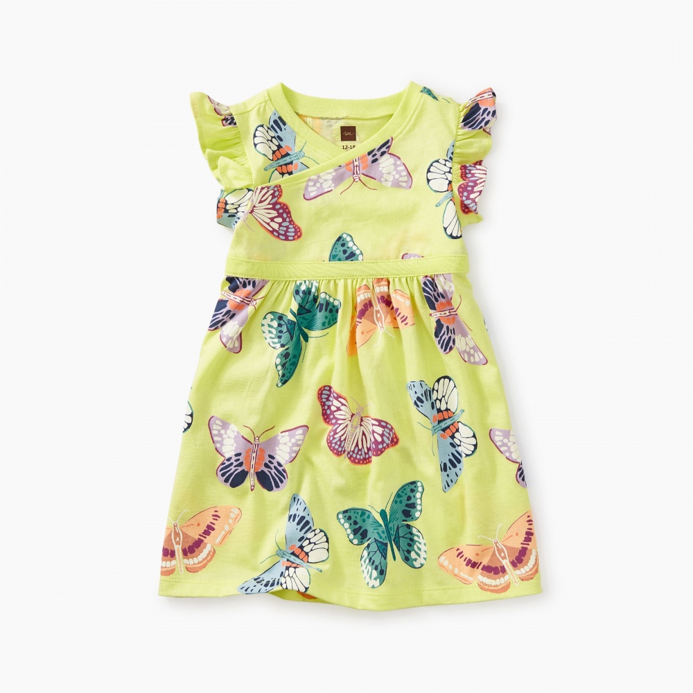 Printed Wrap Neck Baby Dress