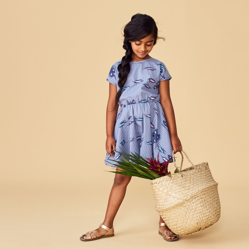 Ikat Striped Keyhole Dress