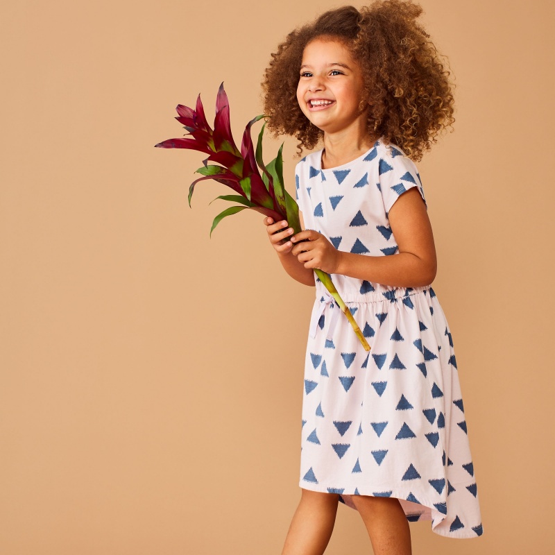 Printed Hi-Lo Tie Waist Dress