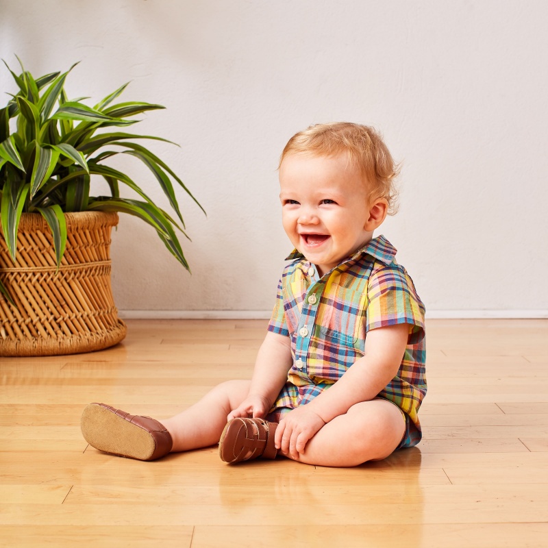 Plaid Buttoned Romper