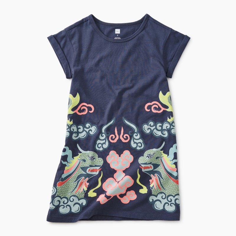 Dragon Boat Rolled Cuff Dress