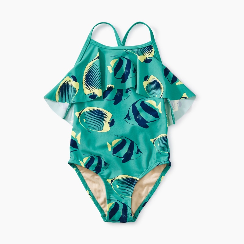 Printed Ruffle One-Piece