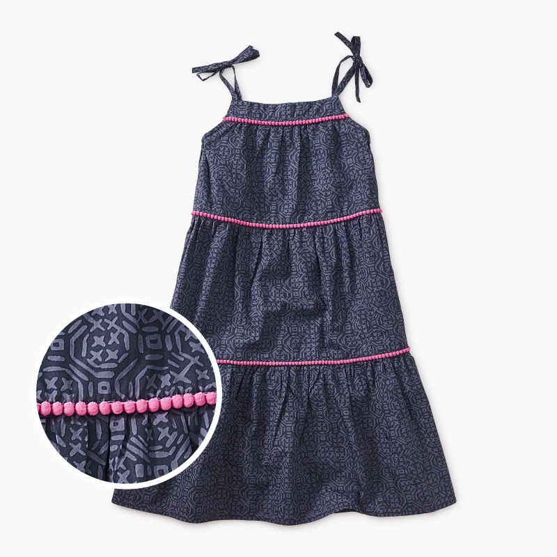 Printed Pom Pom Dress