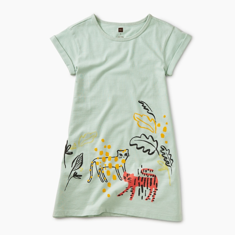 Jungle Cats Rolled Cuff Dress