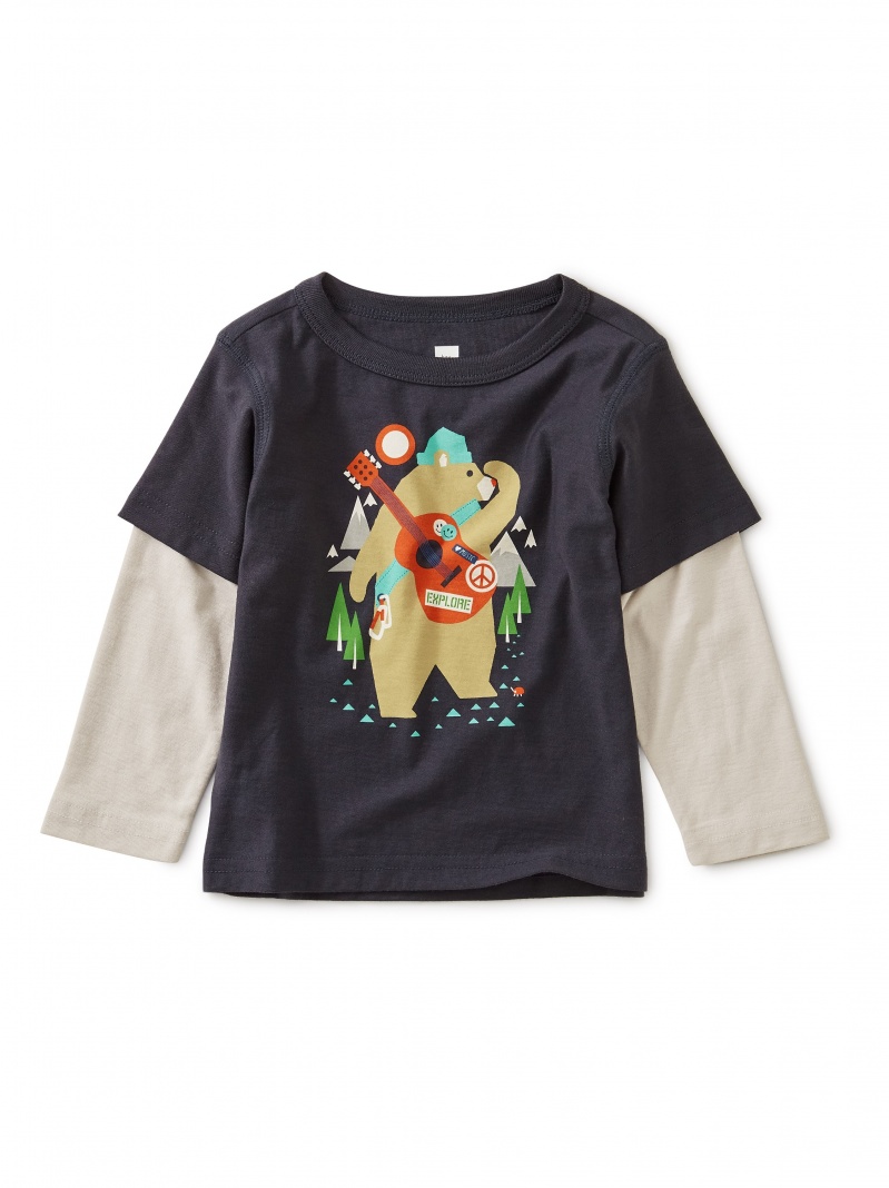 Camp Bear Graphic Layered Sleeve Tee