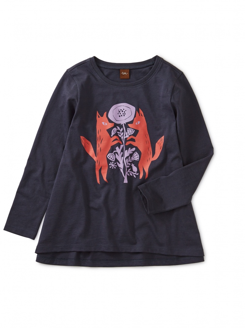 Poppy Foxes Graphic Twirl Top