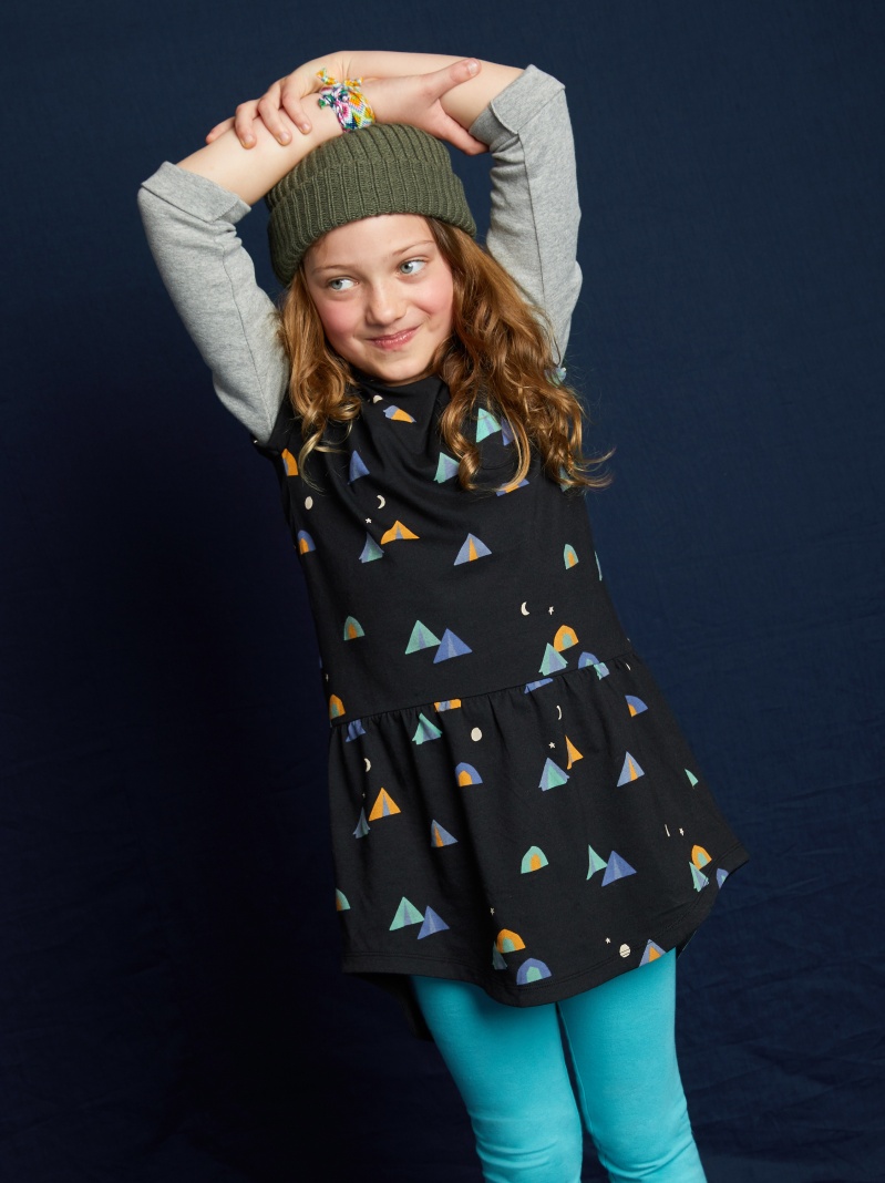Printed Layered Sleeve Pocket Dress