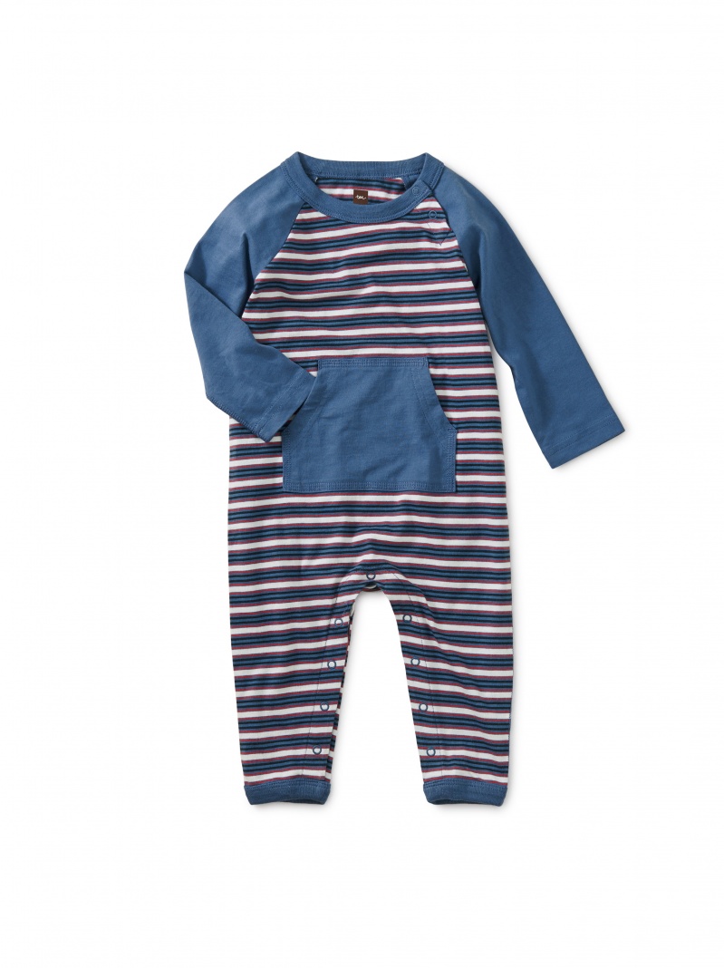 Striped Kanga Pocket Raglan Romper