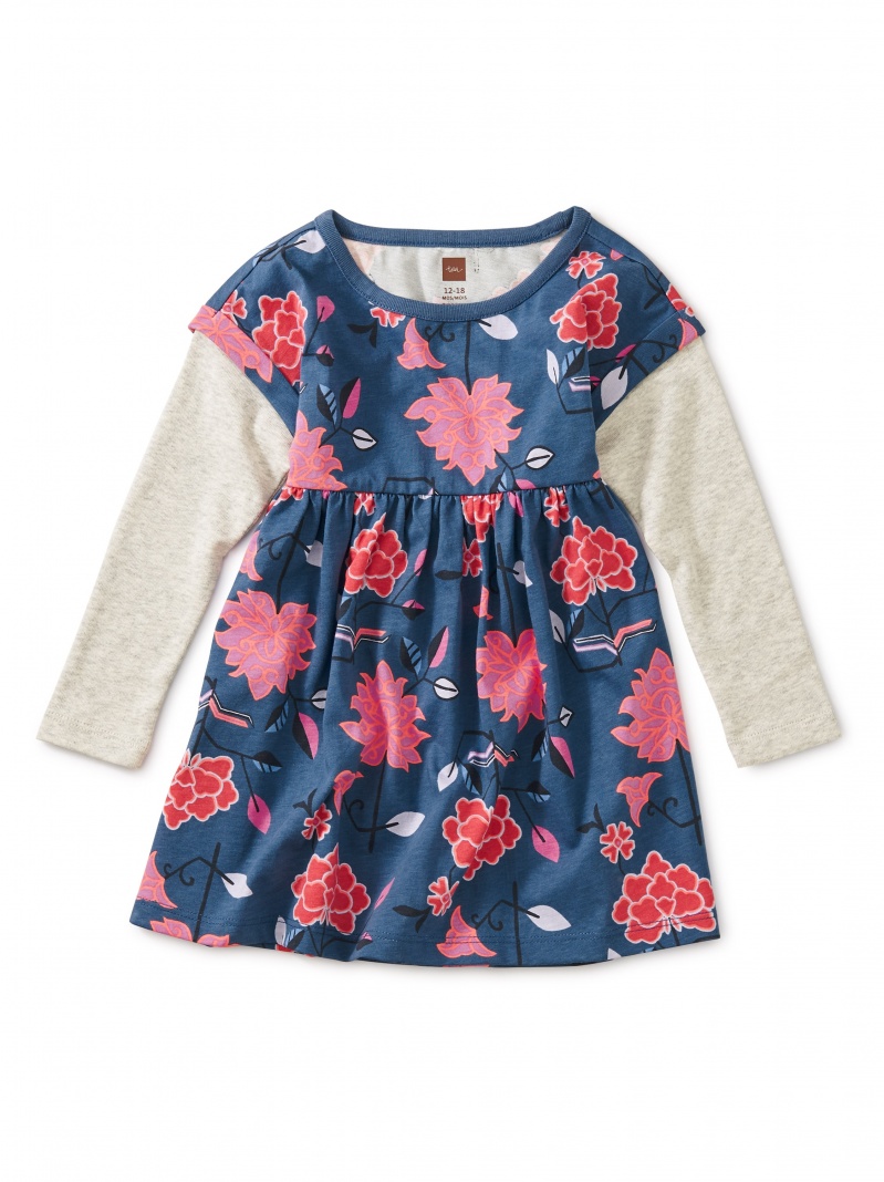 Printed Layered Sleeve Baby Dress